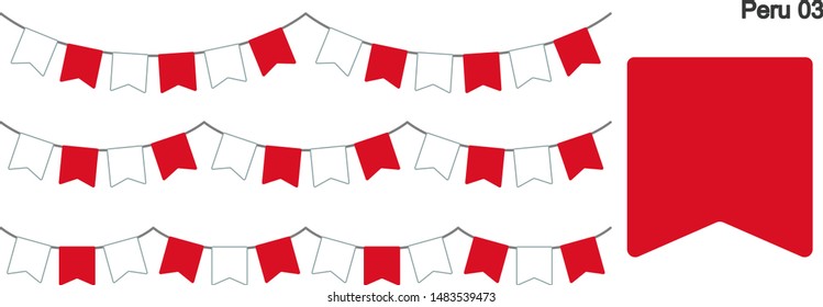 Peru Bunting Flags Isolated on white Background. vector illustration.