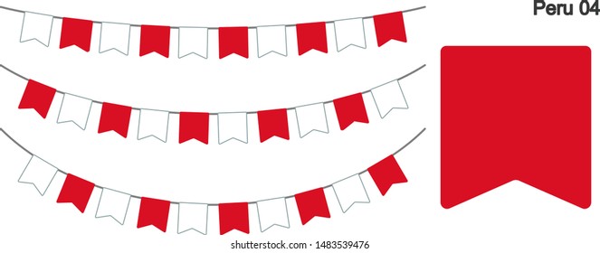 Peru Bunting Flags Isolated on white Background. vector illustration.