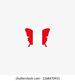 Peru butterfly flag graphic element Illustration template design