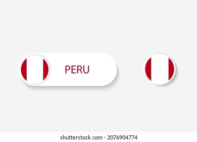 Peru button flag in illustration of oval shaped with word of Peru. And button flag Peru. 