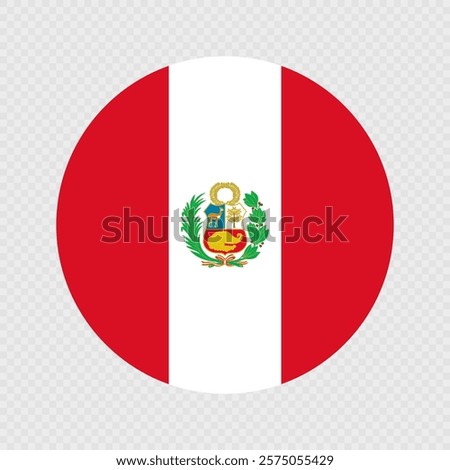 Peru circle flag. Vector illustration.