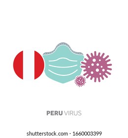 Peru-Koronavirus-Ausbruchskonzept mit Gesichtsmaske und Virusmikroben