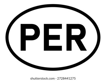 Peru Ländercode PER-Symbol, Vektor auf weißem Hintergrund
Ländercode-Abkürzung ovales Aufkleber-Symbol auf weißem Hintergrund