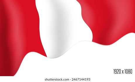 Peru country flag realistic independence day background. Peruvian commonwealth banner in motion waving, fluttering in wind. Festive patriotic HD format template for independence day