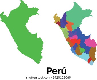 Peru country map with divisions