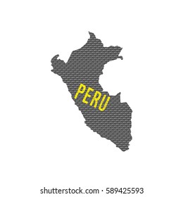 Peru country map made up of vector peru text