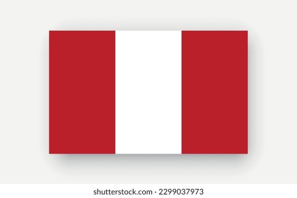 Peru .Detaillierte Flagge auf weißem Hintergrund. Vektorgrafik