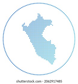 Peru digital badge. Dotted style map of Peru in circle. Tech icon of the country with gradiented dots. Stylish vector illustration.