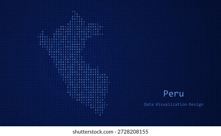 Perú Mapa digital formado con unos y ceros para el diseño de visualización de datos