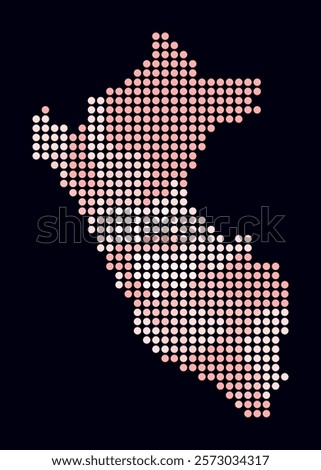 Peru dotted map. Digital style map of the country on dark background. Peru shape with circle dots. Colored dots style. Large size circles. Stylish vector illustration.