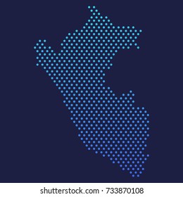 Peru Dotted Map Vector Round Design Gradient Art illustration Abstract Clip Art.