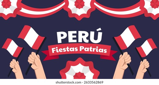peru fiestas patrias banner illustration in flat design