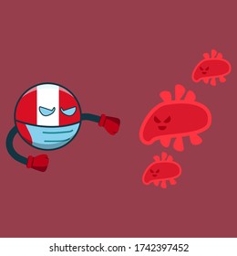 peru fight with virus vector illustration icon