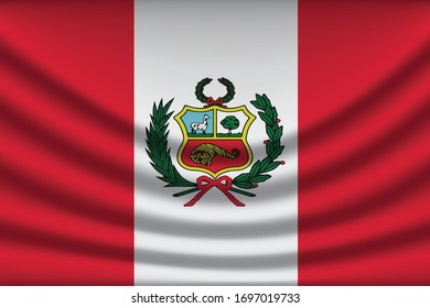 Peru flag background with cloth texture.Peru Flag vector illustration eps10. - Vector
