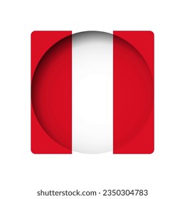 Peru flag - behind the cut circle paper hole with inner shadow.