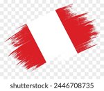Peru flag with brush paint textured isolated  on png or transparent background. vector illustration
