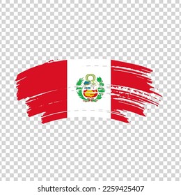 Peru-Fahne mit Pinselstrich strukturiert einzeln auf png oder transparentem Hintergrund, Symbol von Aserbaidschan, Vorlage für Banner, Förderung, Design.