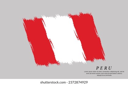 Peru flag brush vector background. Grunge style country flag of Peru brush stroke isolated on white background