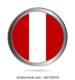 Peru flag button on a white background. Vector illustration.