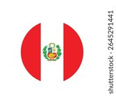 Peru Flag Button, Round Peru flag icon, Peru flag badge Vector