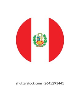 Peru Flag Button, Round Peru flag icon, Peru flag badge Vector