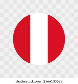 Peru flag - circle vector flag isolated on checkerboard transparent background