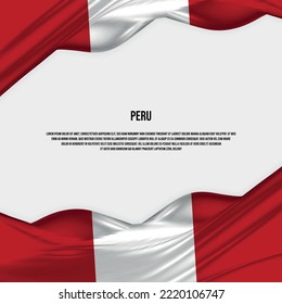 Peru flag design. Waving Peru flag made of satin or silk fabric. Vector Illustration.