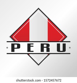 Peru Flag Emblema. Vector Design National. Illustration Country Symbol. Insignia Banner Logo.