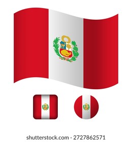 Colección de iconos planos de la bandera de Perú