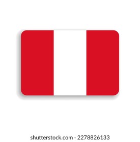 Peru flag - flat vector rectangle with rounded corners and dropped shadow.
