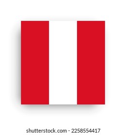 Peru flag - flat vector square with sharp corners and dropped shadow.