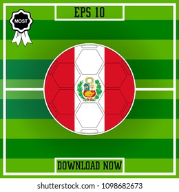 Peru. Flag, Football, Group, Circle on green stadium background, Vector icon in flat style. isolated. 