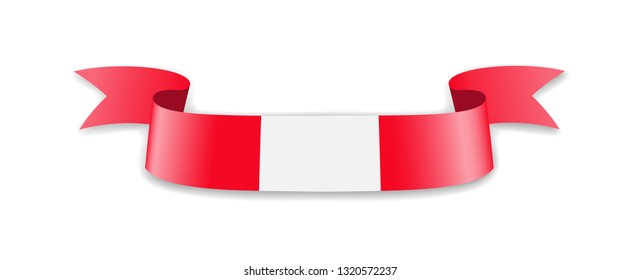 Peru flag in the form of wave ribbon. Vector illustration.