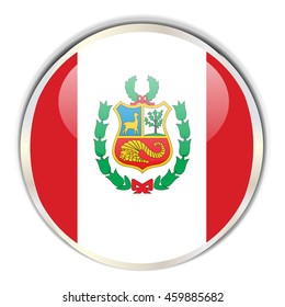 Peru Flag Glossy Button with highlights