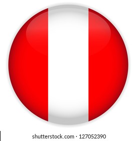 Peru Flag Glossy Button,Vector.