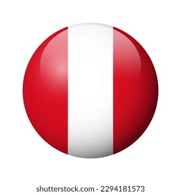 Peru flag - glossy circle badge. Vector icon.