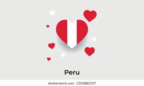 Peru flag heart shape country icon vector illustration
