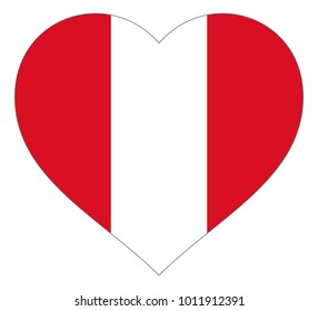 peru flag in heart vector illustration sign. Flag of peru in the shape of Heart with contrasting contour, symbol of love for his country or valentine day, patriotism.
