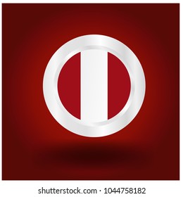 peru flag. peru flag icon button with steel circle