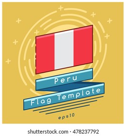 Peru Flag  : Flag Icon With Festive Background : Vector Illustration