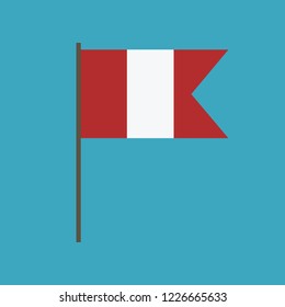 Peru flag icon in flat design. Independence day or National day holiday concept.