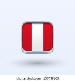 Peru flag icon square form on gray background. Vector illustration.