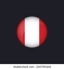 Peru-Flaggensymbol, Runde Peru-Flaggensymbol, Vektorgrafik isoliert, Island-Flaggenknopf.