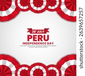 Peru flag for independence day square banner background with realistic flag