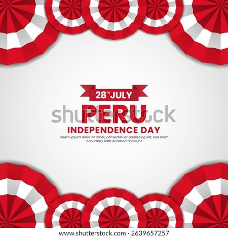 Peru flag for independence day square banner background with realistic flag