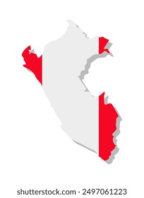 Peru - Flag inscribed in the contour of the country. Vector illustration.