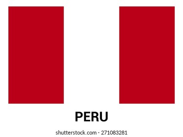 Peru flag isolated vector in official colors and Proportion Correctly. country's name label in bottom