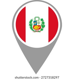 Peru flag location pin, Peru flag on location pin, Peru map pointer in high quality
