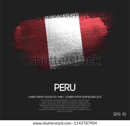 Peru Flag Made of Glitter Sparkle Brush Paint Vector