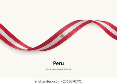 Peru flag on Waving ribbon. Template for independence day